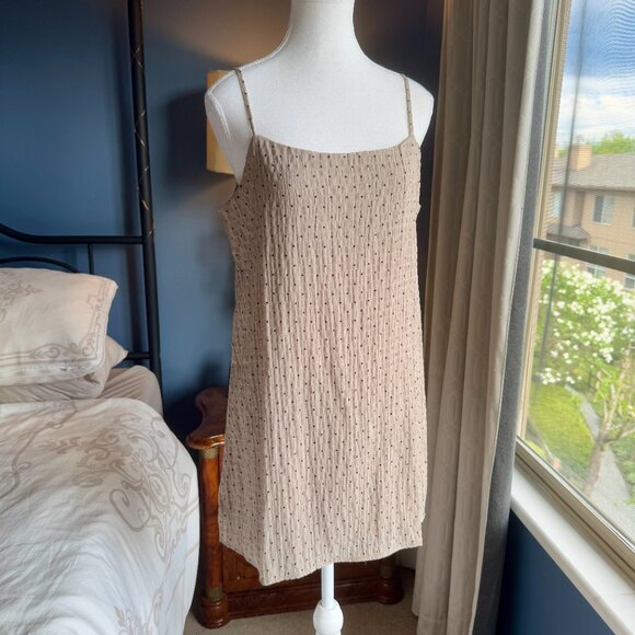 3 For $25 Mahina Sleeveless Beige With Black Polka Dots Sheath Beachy Dress - Picture 3 of 12